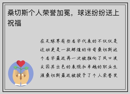 桑切斯个人荣誉加冕，球迷纷纷送上祝福